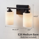 KAWOTI 2-Light Dimmable Bathroom Vanity Light with Frosted White Glass