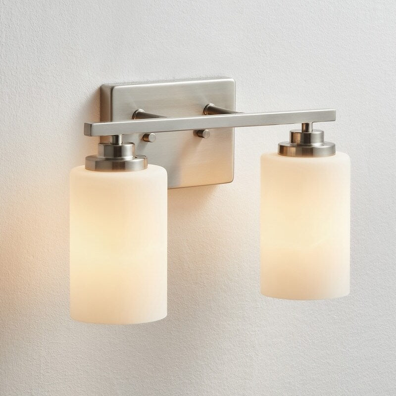 KAWOTI 2-Light Dimmable Bathroom Vanity Light with Frosted White Glass