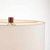 KAWOTI 22.5" Crack Glazed Ceramic Walnut Wood Base Table Lamp
