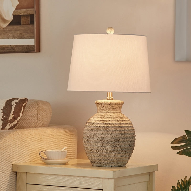 KAWOTI 23.25-inch Ceramic Bedside Table Lamp - W14" x H23.25"