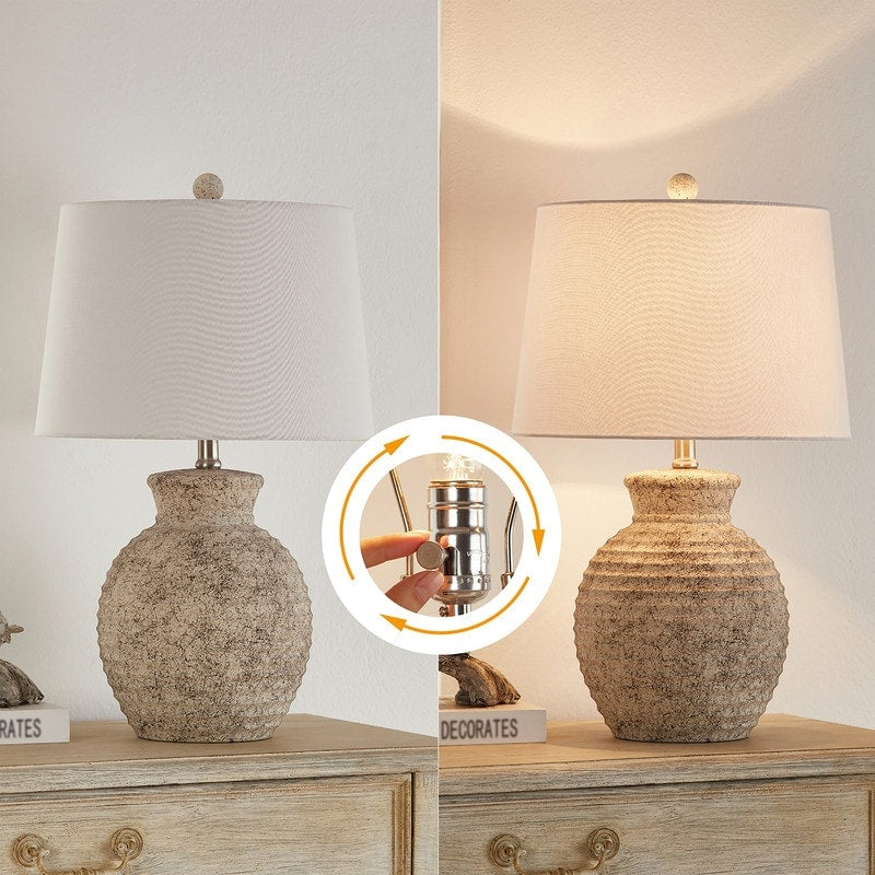 KAWOTI 23.25-inch Ceramic Bedside Table Lamp - W14" x H23.25"