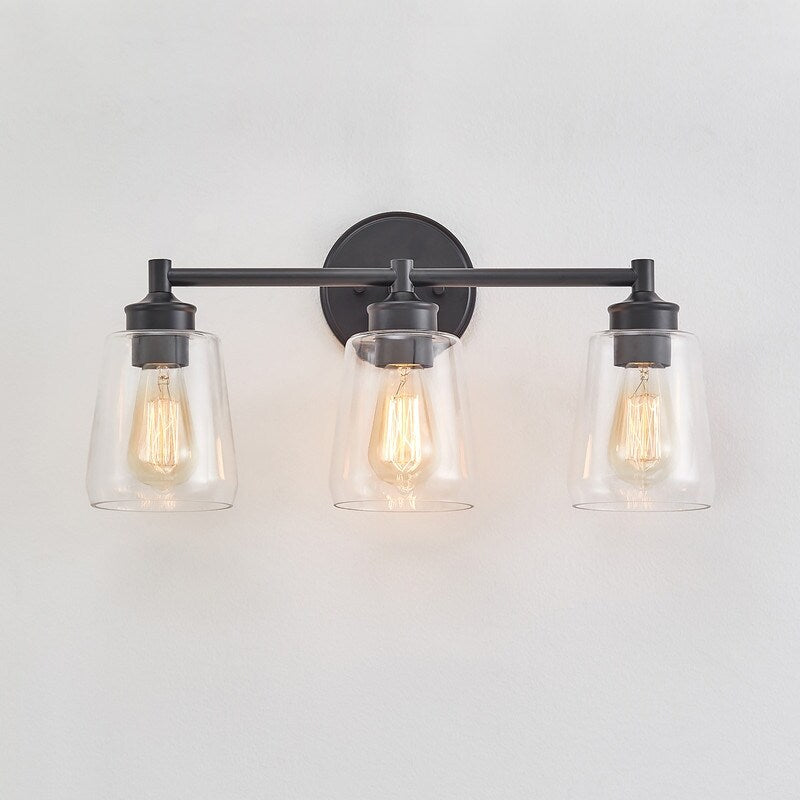 KAWOTI 3-Light Dimmable Bathroom Vanity Light with Glass Shade
