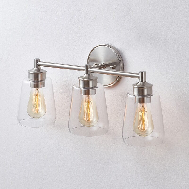 KAWOTI 3-Light Dimmable Bathroom Vanity Light with Glass Shade