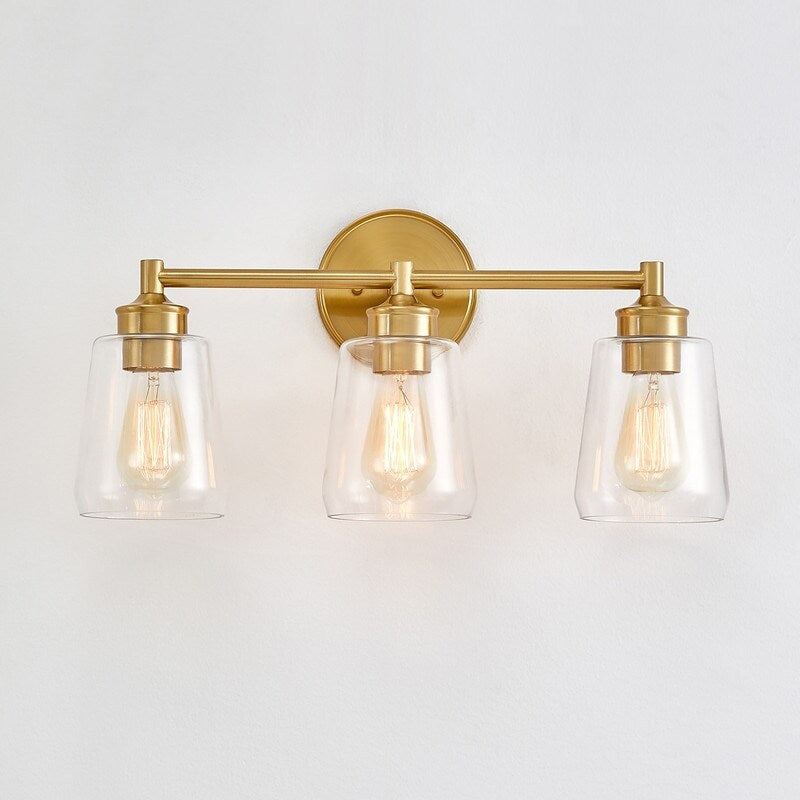 KAWOTI 3-Light Dimmable Bathroom Vanity Light with Glass Shade