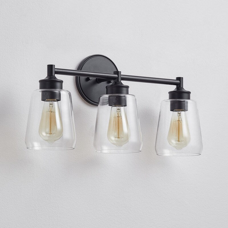 KAWOTI 3-Light Dimmable Bathroom Vanity Light with Glass Shade