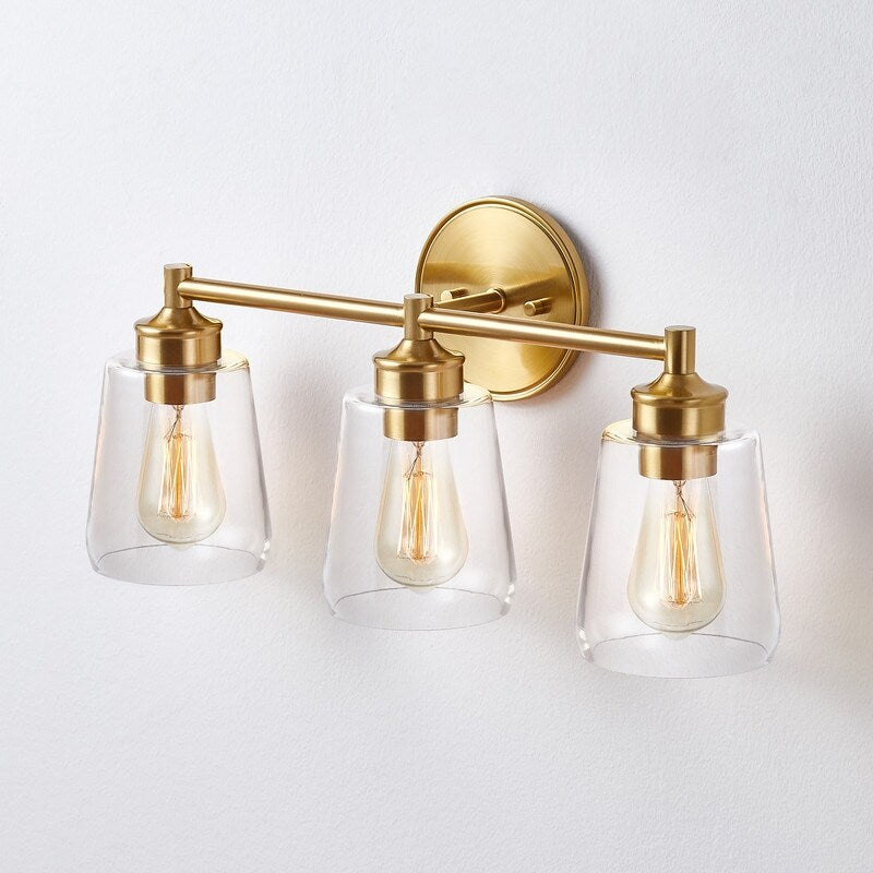 KAWOTI 3-Light Dimmable Bathroom Vanity Light with Glass Shade