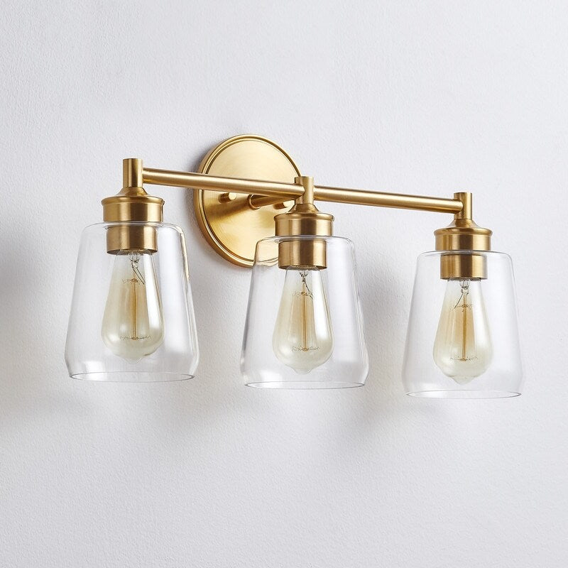 KAWOTI 3-Light Dimmable Bathroom Vanity Light with Glass Shade