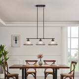 KAWOTI 3-Light Linear Kitchen Island Pendant with Dome Glass Shade - L 42.5" * W 12" * H 48.6"
