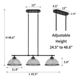 KAWOTI 3-Light Linear Kitchen Island Pendant with Dome Glass Shade - L 42.5" * W 12" * H 48.6"