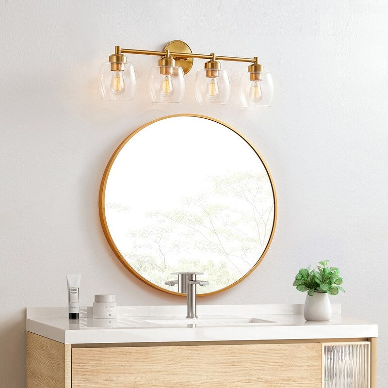 KAWOTI 4-Light Dimmable Bathroom Vanity Light with Glass Shade