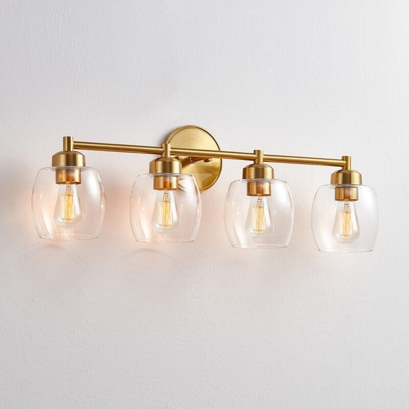 KAWOTI 4-Light Dimmable Bathroom Vanity Light with Glass Shade