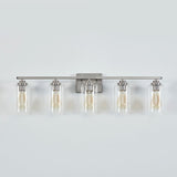 KAWOTI 5-Light Dimmable Bathroom Vanity Light with Clear Glass Shade