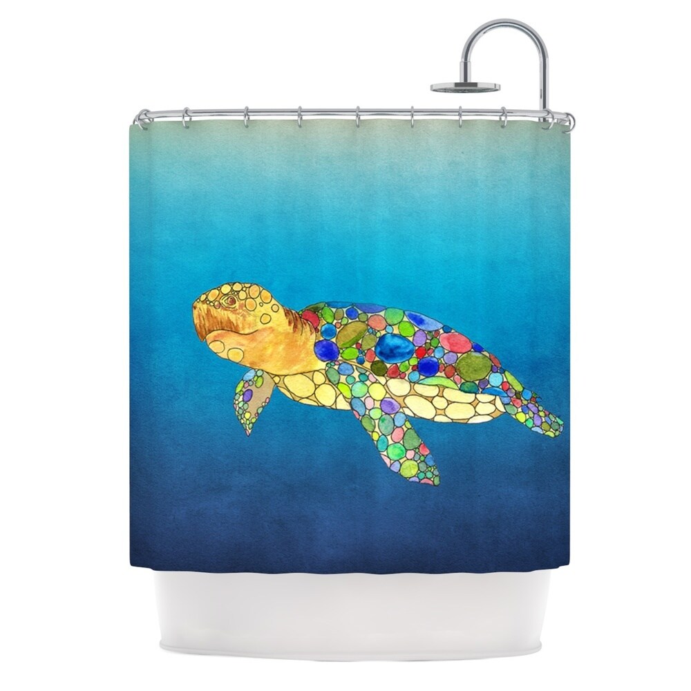 KESS InHouse Catherine Holcombe Bubbles Blue Turtle Shower Curtain (69x70) - Multi - 69 x 70