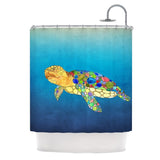 KESS InHouse Catherine Holcombe Bubbles Blue Turtle Shower Curtain (69x70) - Multi - 69 x 70