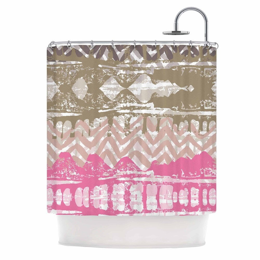 KESS InHouse Chickaprint Allegro Pink Gold Shower Curtain (69x70) - Multi - 69 x 70