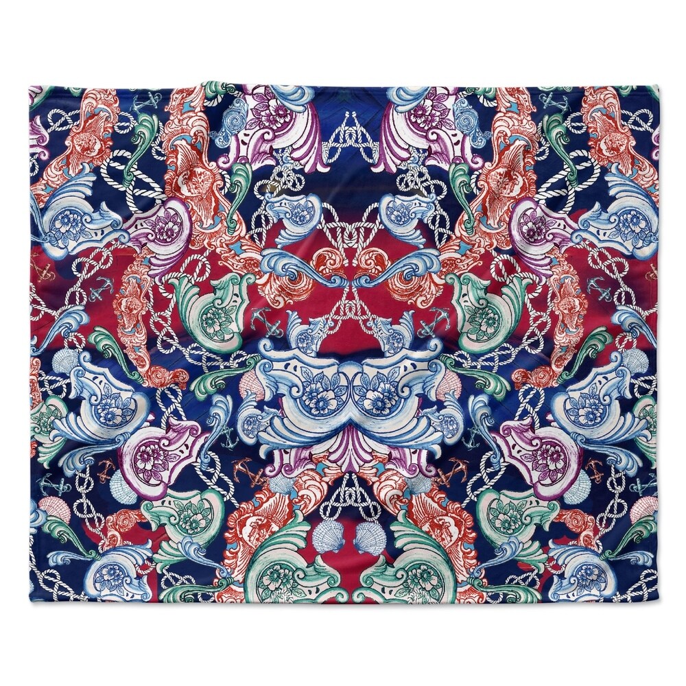 KESS InHouse Fernanda Sternieri "Barroque Sea" Fleece Blanket - Multi-color - 80" x 60"