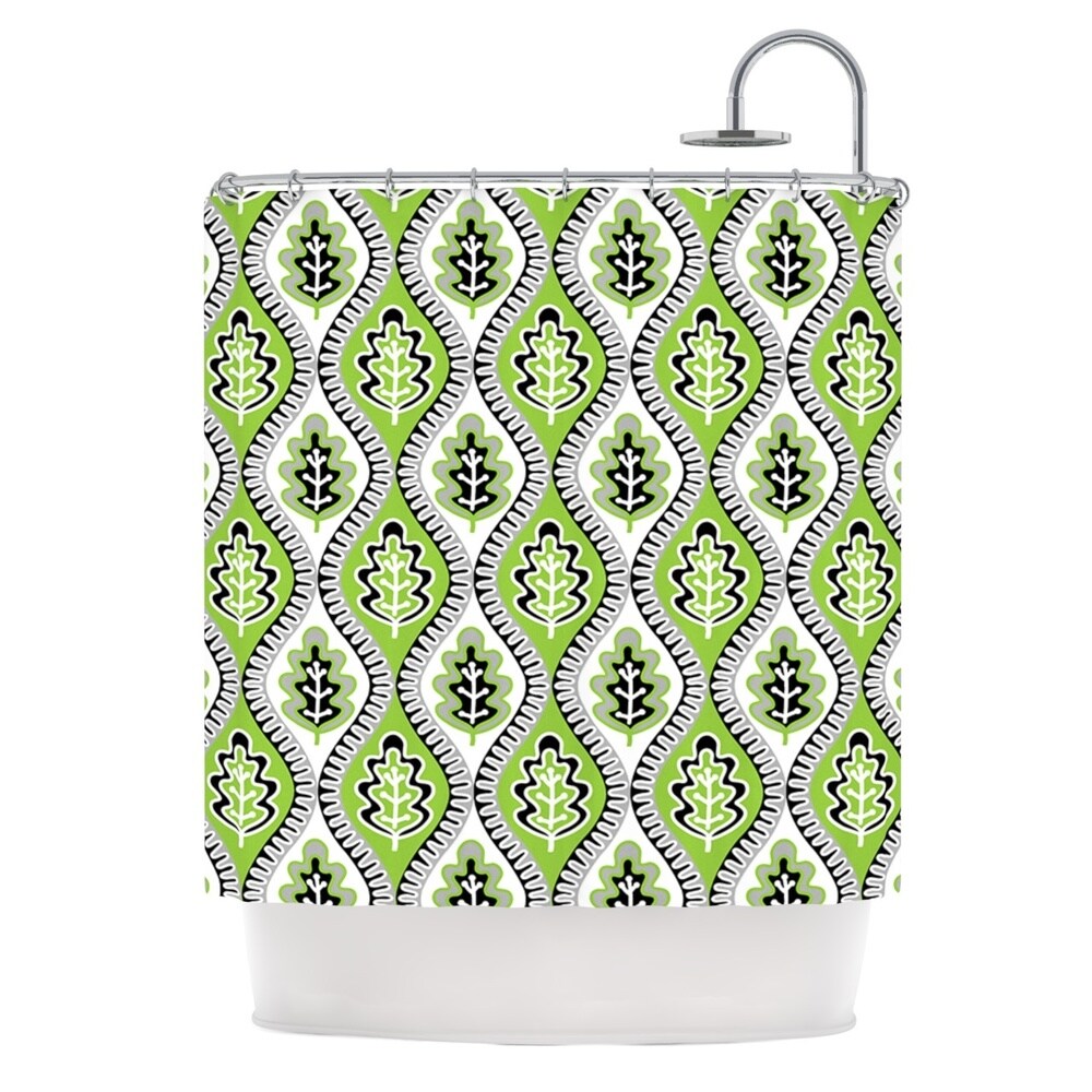 KESS InHouse Jacqueline Milton Oak Leaf - Lime Green Floral Shower Curtain (69x70) - Multi - 69 x 70