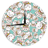 KESS InHouse Juan Paolo 'Ramen Cats' Teal White Wall Clock - 12"