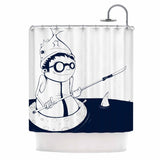 KESS InHouse Matthew Reid 5; In Navy Blue Nautical llustration Shower Curtain (69x70) - Blue/White - 69 x 70
