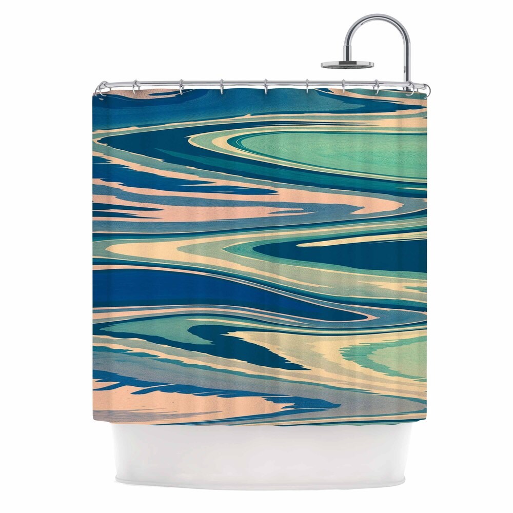 KESS InHouse Nika Martinez Pastel Beach Waves Pink Abstract Shower Curtain (69x70) - Orange - 69 x 70