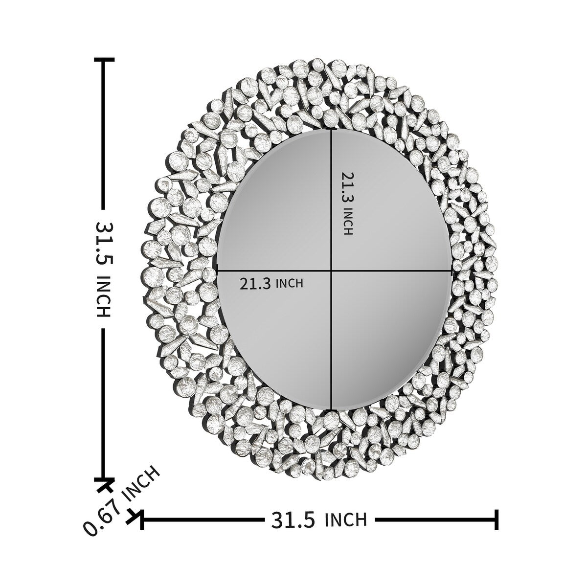 KOHROS Modern Round Art Decoration Wall Mounted Mirror