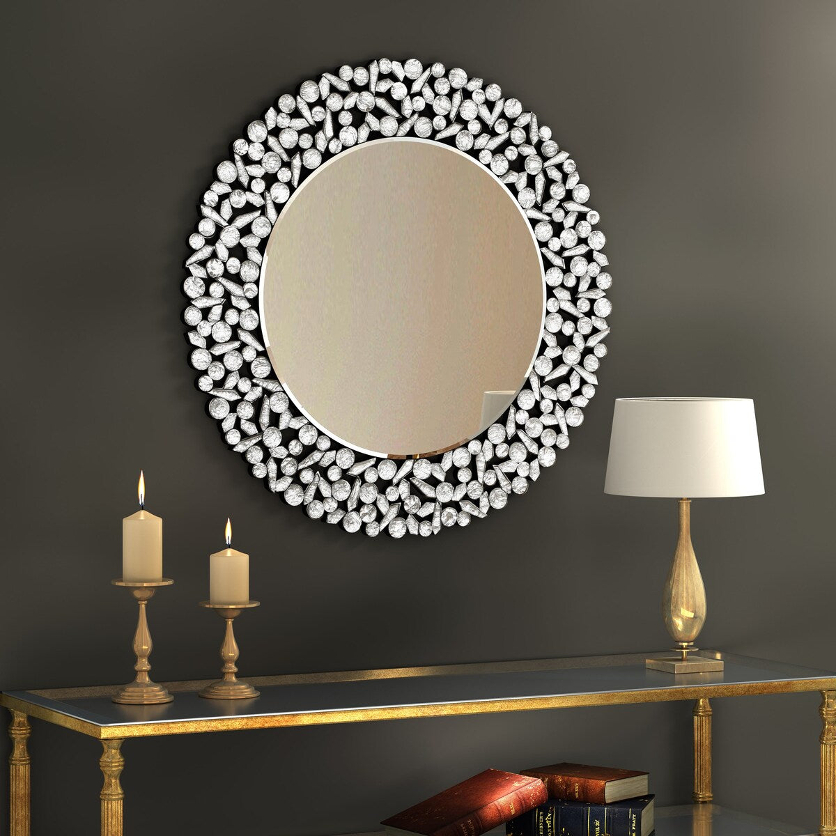 KOHROS Modern Round Art Decoration Wall Mounted Mirror