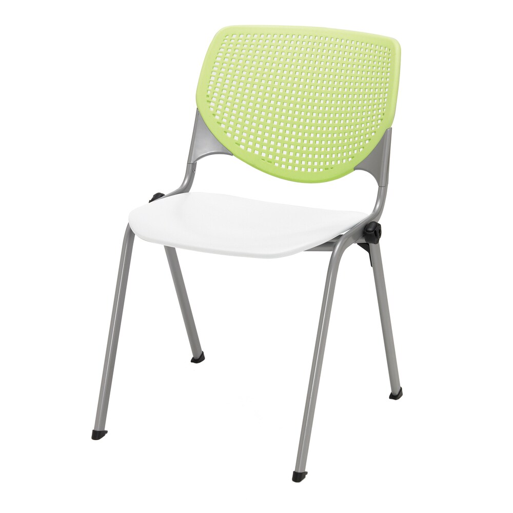 KFI KOOL Lime Green and White Perforated-Back Poly Stack Chair