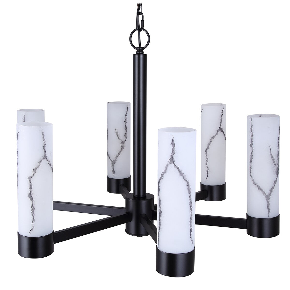 KRISTELLA 6 Light Matte Black Glam Chandelier for Dining Rooms and Living Rooms