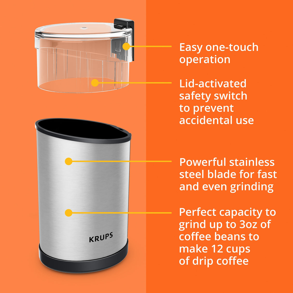 KRUPS Fast Touch Grinder, Stainless Steel