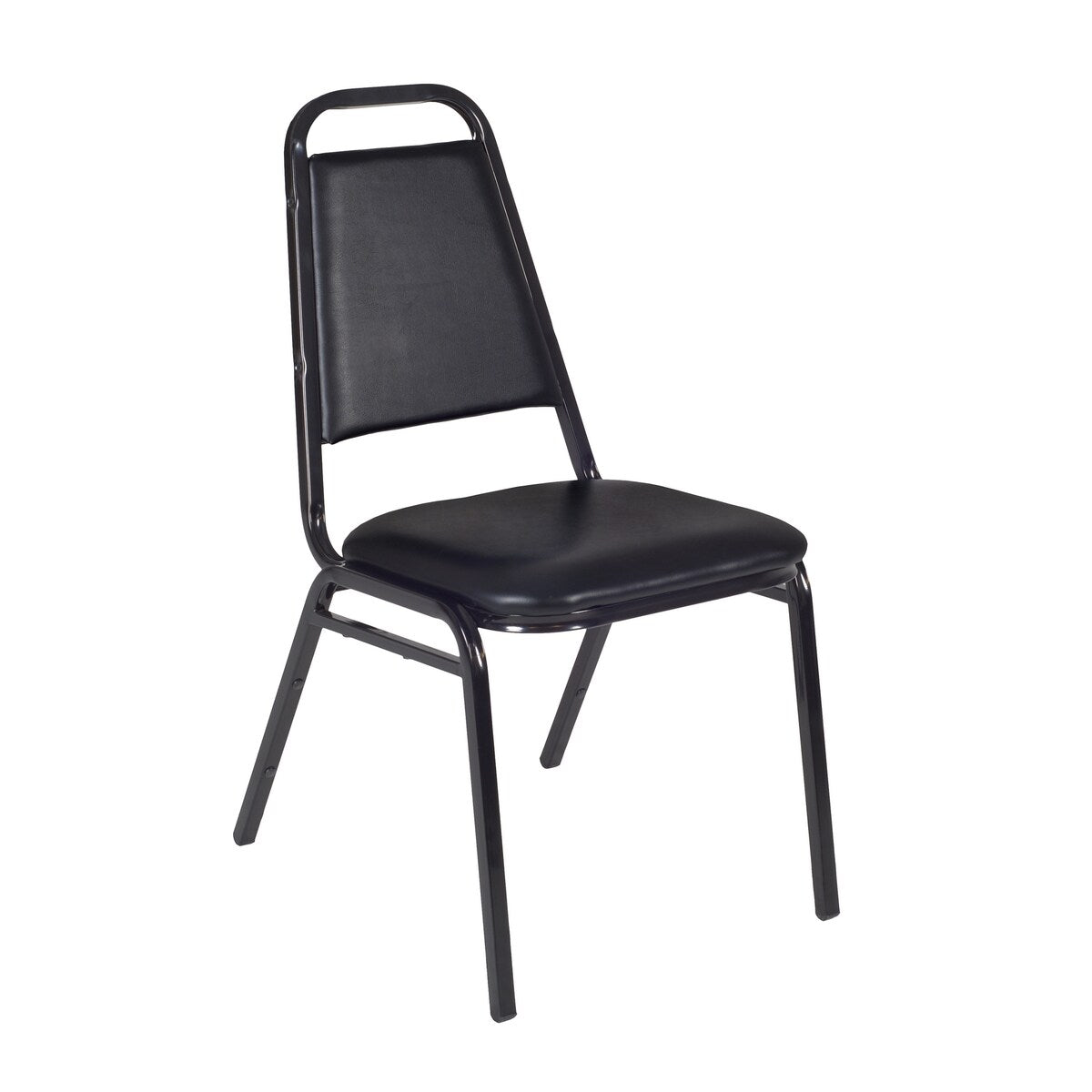 Kahlo 48" Round Breakroom Table- Cherry/ Chrome & 4 Restaurant Stack Chairs- Black