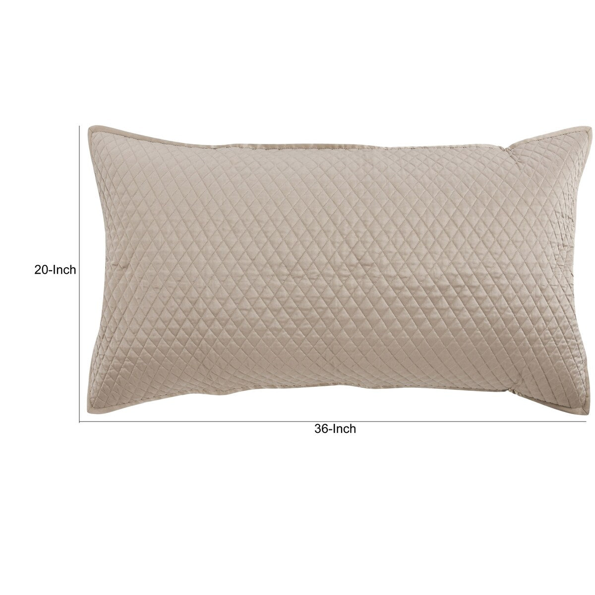 Kahn Hand Quilted Lumbar King Size Pillow Sham, Self Binding, Matte Brown