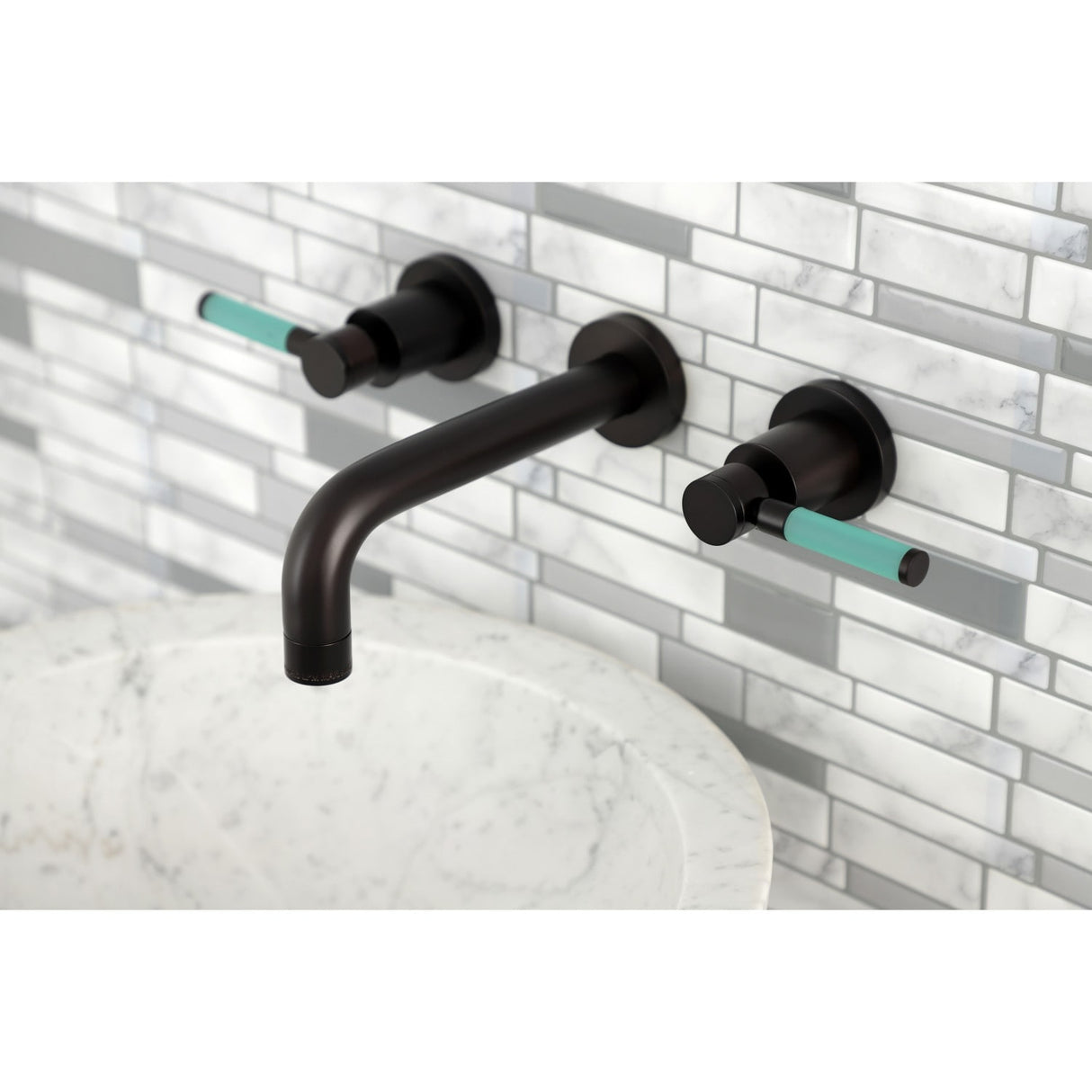 Kingston Brass Kaiser Two-Handle 3-Hole Wall Mount Bathroom Faucet