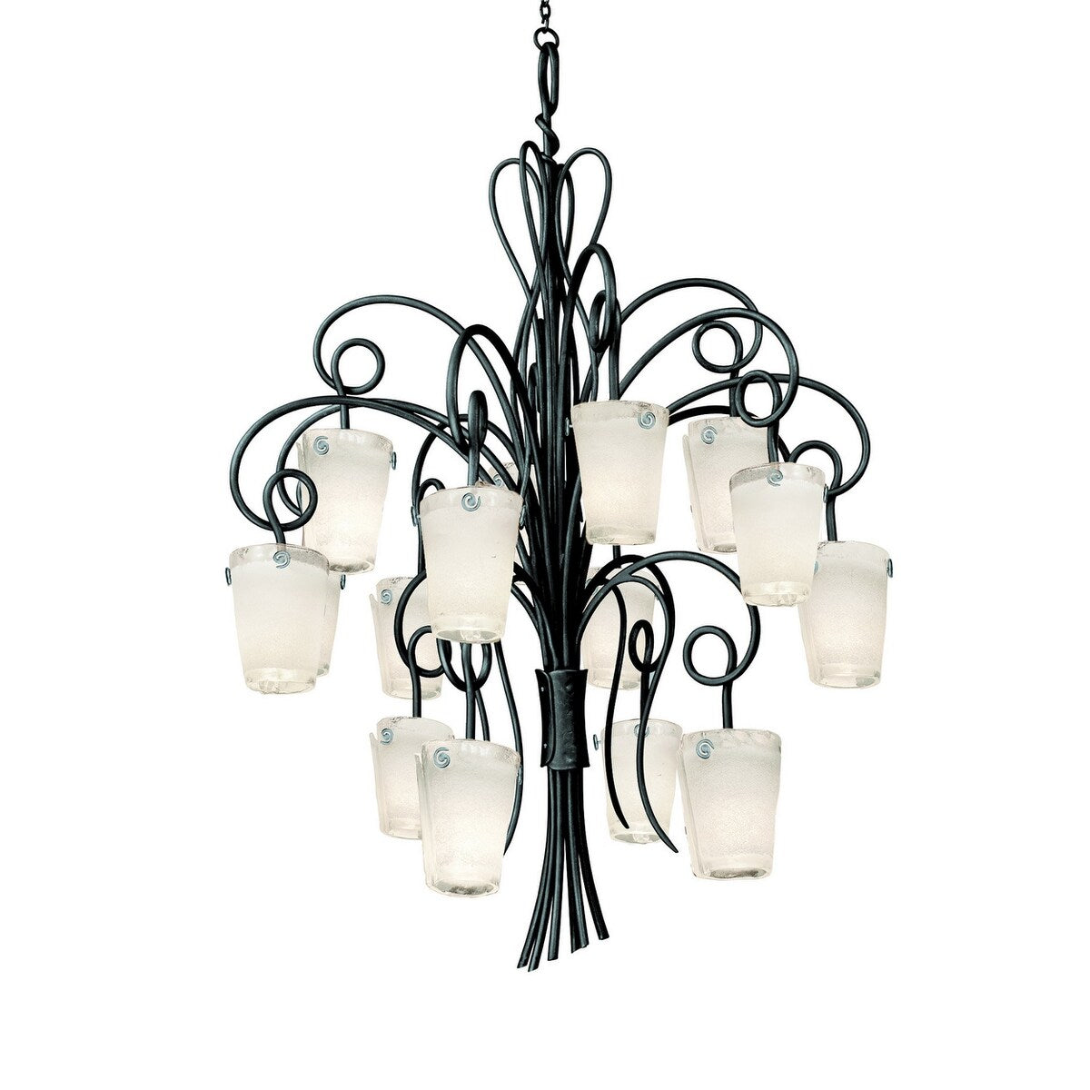 Kalco 4299B/FROST 16 Light Foyer Pendant Tribecca Black - Exact Size