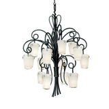 Kalco 4299B/FROST 16 Light Foyer Pendant Tribecca Black - Exact Size