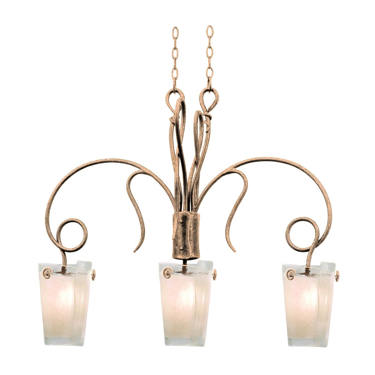 Kalco 4300MG/FROST Three Light Island Pendant Tribecca Modern Gold - Exact Size