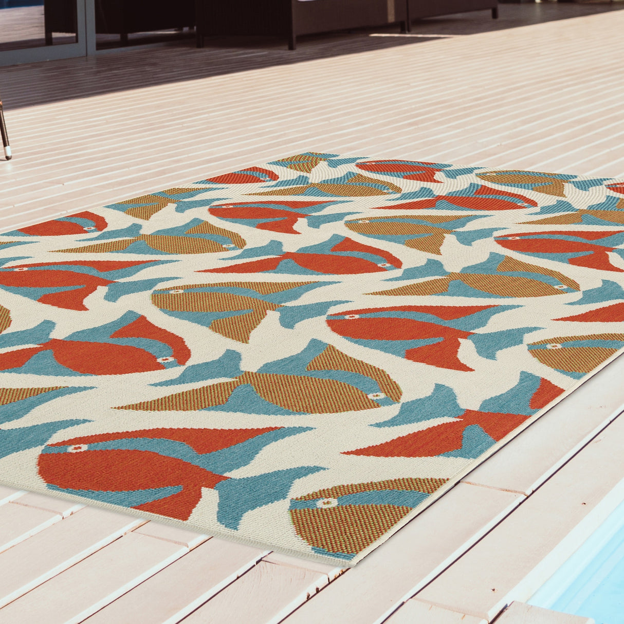 Kaleen Amalie 3 x 4 Navy Indoor/Outdoor Geometric Coastal Throw Rug