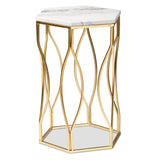 Kalena Modern and Contemporary Metal End Table with Real Marble Top