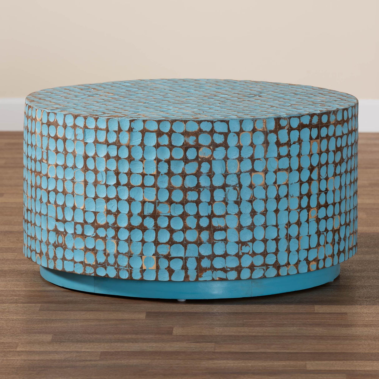 Kaloni Bohemian Coconut Shell and Acacia Wood Coffee Table