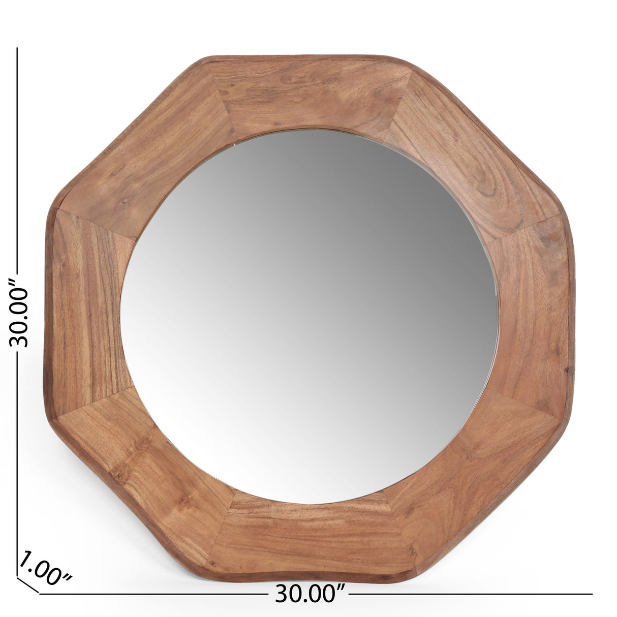 Kamin Rustic Handcrafted Acacia Wood Round Wall Mirror by Christopher Knight Home - Natural - 30.00" L x 1.00" W x 30.00" H