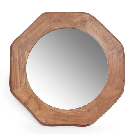 Kamin Rustic Handcrafted Acacia Wood Round Wall Mirror by Christopher Knight Home - Natural - 30.00" L x 1.00" W x 30.00" H