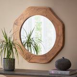 Kamin Rustic Handcrafted Acacia Wood Round Wall Mirror by Christopher Knight Home - Natural - 30.00" L x 1.00" W x 30.00" H