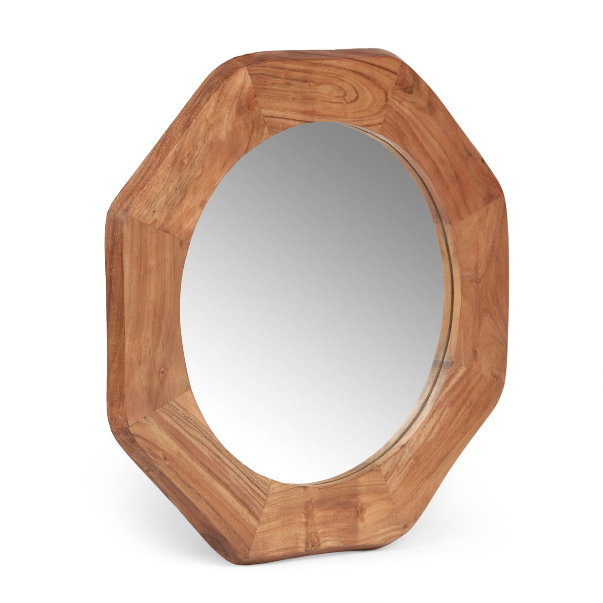 Kamin Rustic Handcrafted Acacia Wood Round Wall Mirror by Christopher Knight Home - Natural - 30.00" L x 1.00" W x 30.00" H