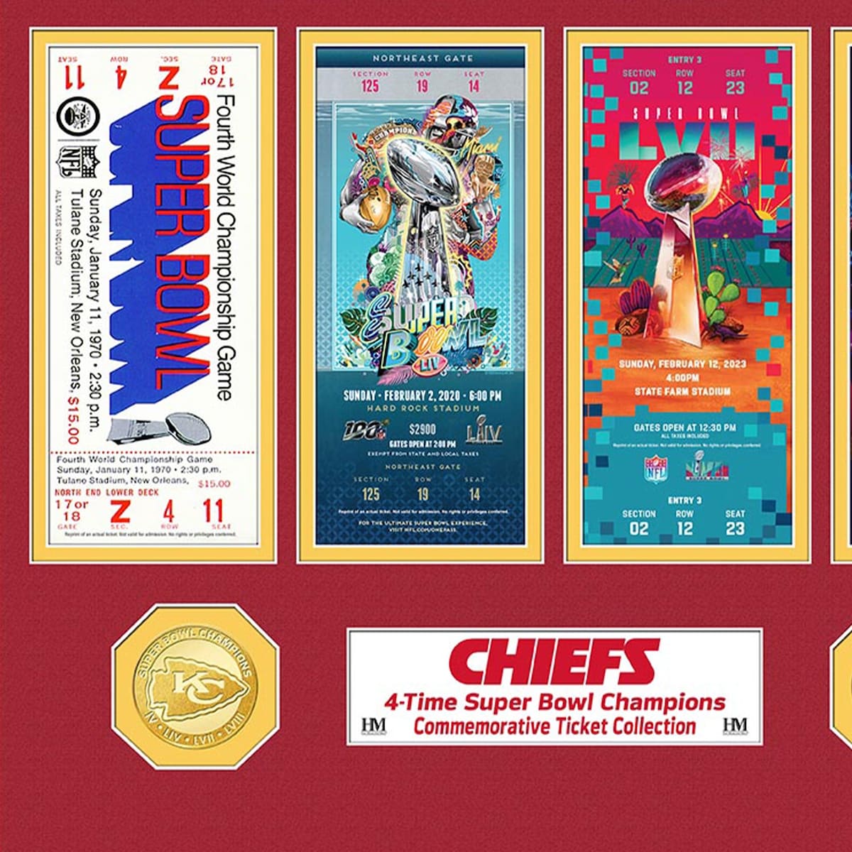 Kansas City Chiefs Super Bowl Championship Ticket Collection - 12" x 15"