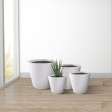 Kante 20.9", 17.7", 15" and 12.6"H Cylindrical Lightweight Concrete Modern Planters (Set of 4)
