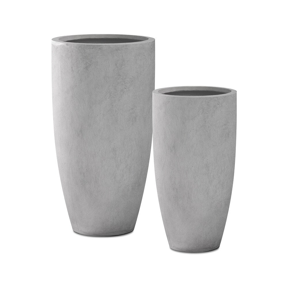 Kante 31.4" and 23.6"H Concrete Tall Planters (Set of 2), Large Outdoor Indoor Decorative Pot with Drainage Hole and Rubber Plug