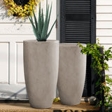 Kante 31.4" and 23.6"H Concrete Tall Planters (Set of 2), Large Outdoor Indoor Decorative Pot with Drainage Hole and Rubber Plug