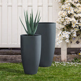 Kante 31.4" and 23.6"H Concrete Tall Planters (Set of 2), Large Outdoor Indoor Decorative Pot with Drainage Hole and Rubber Plug