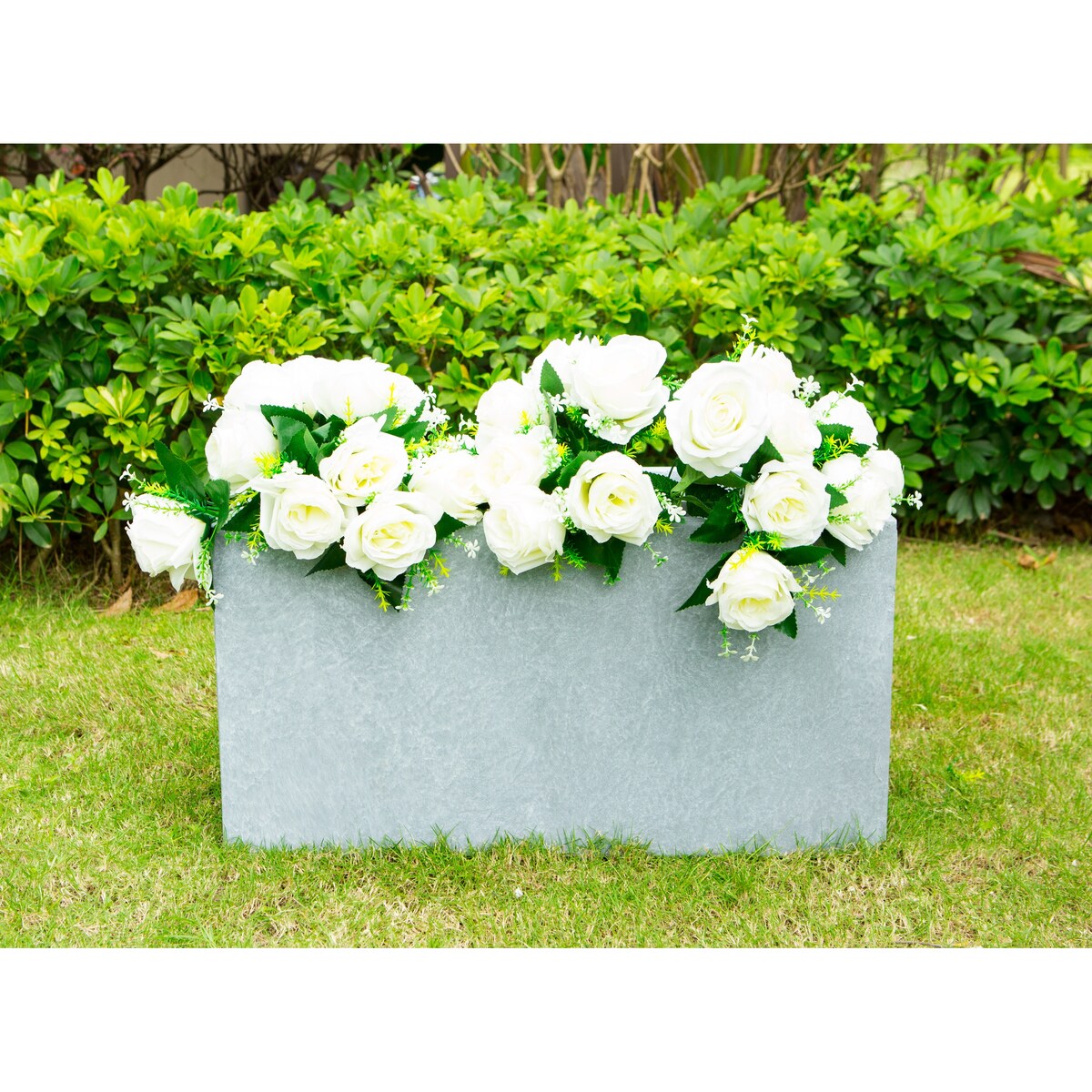 31"L Rectangular Slate Gray Concrete/Fiberglass Indoor Outdoor Modern Planter - 31"L x 15"L x 15"L