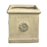 Kante Lightweight Classic Square Chrysanthemum Planter, 11.8 Inch Tall, Vintage Limestone