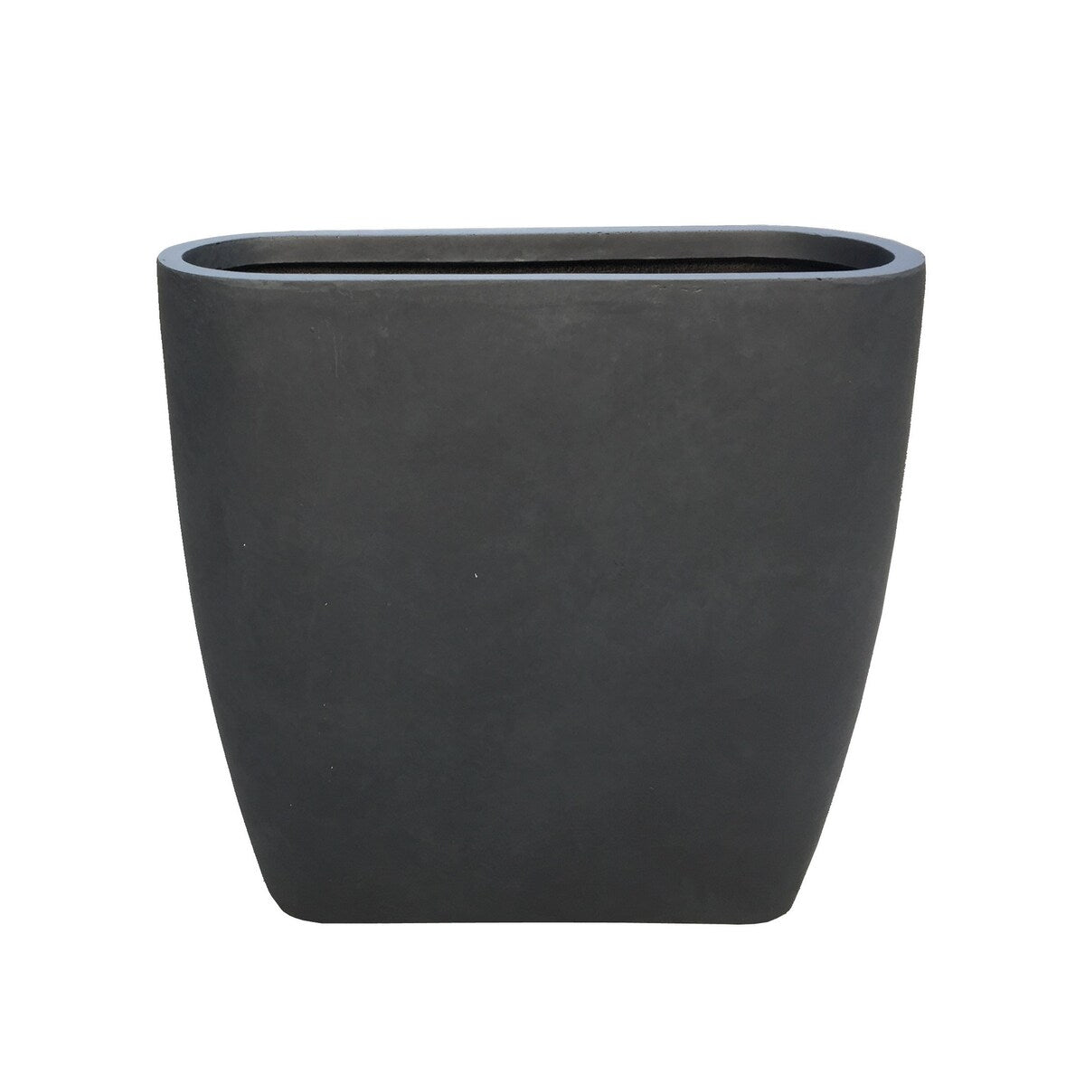 Kante Lightweight Concrete Modern Tall Oval Outdoor Planter, Large, 30.7 Inch Tall, Charcoal
